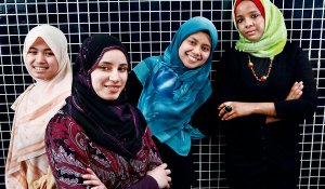 Muslim women happy wearing the hijab